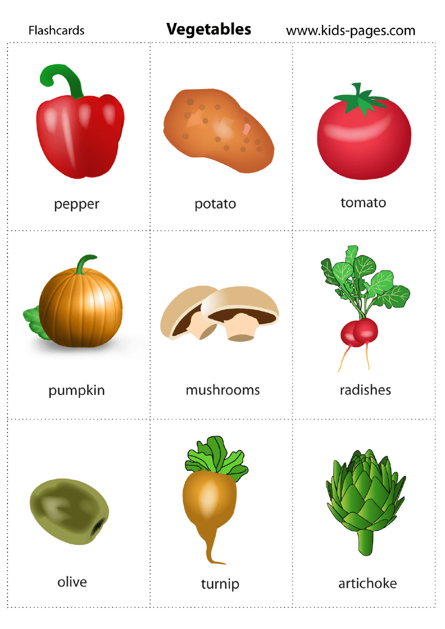 Овощи на английском языке для детей