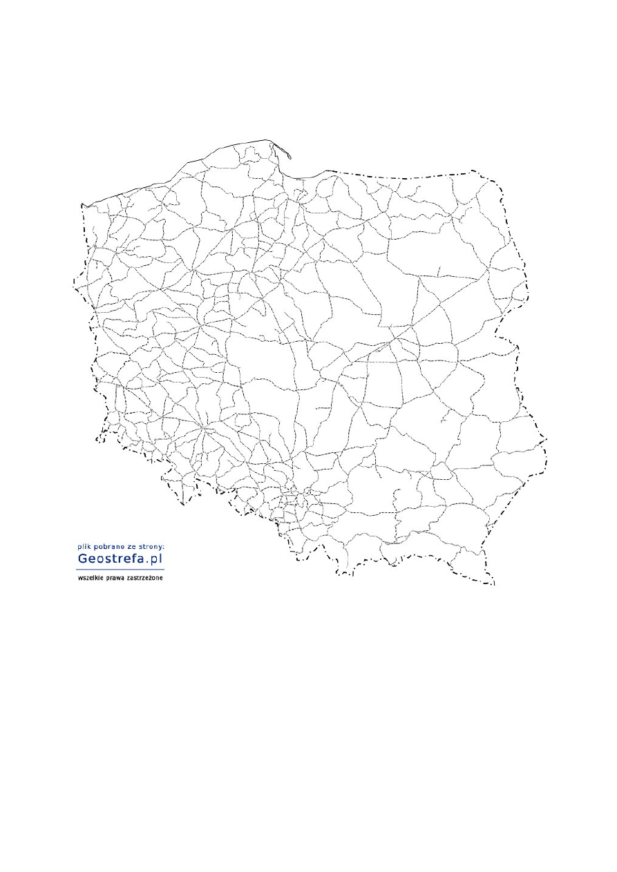 POLSKA SIEĆ KOLEJI MAPA KONTUROWA